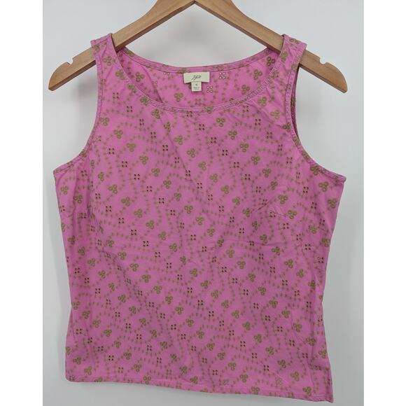 J. Jill 100% Cotton Sleeveless Pink Floral Top Size Small Babydoll Barbie - Picture 1 of 4